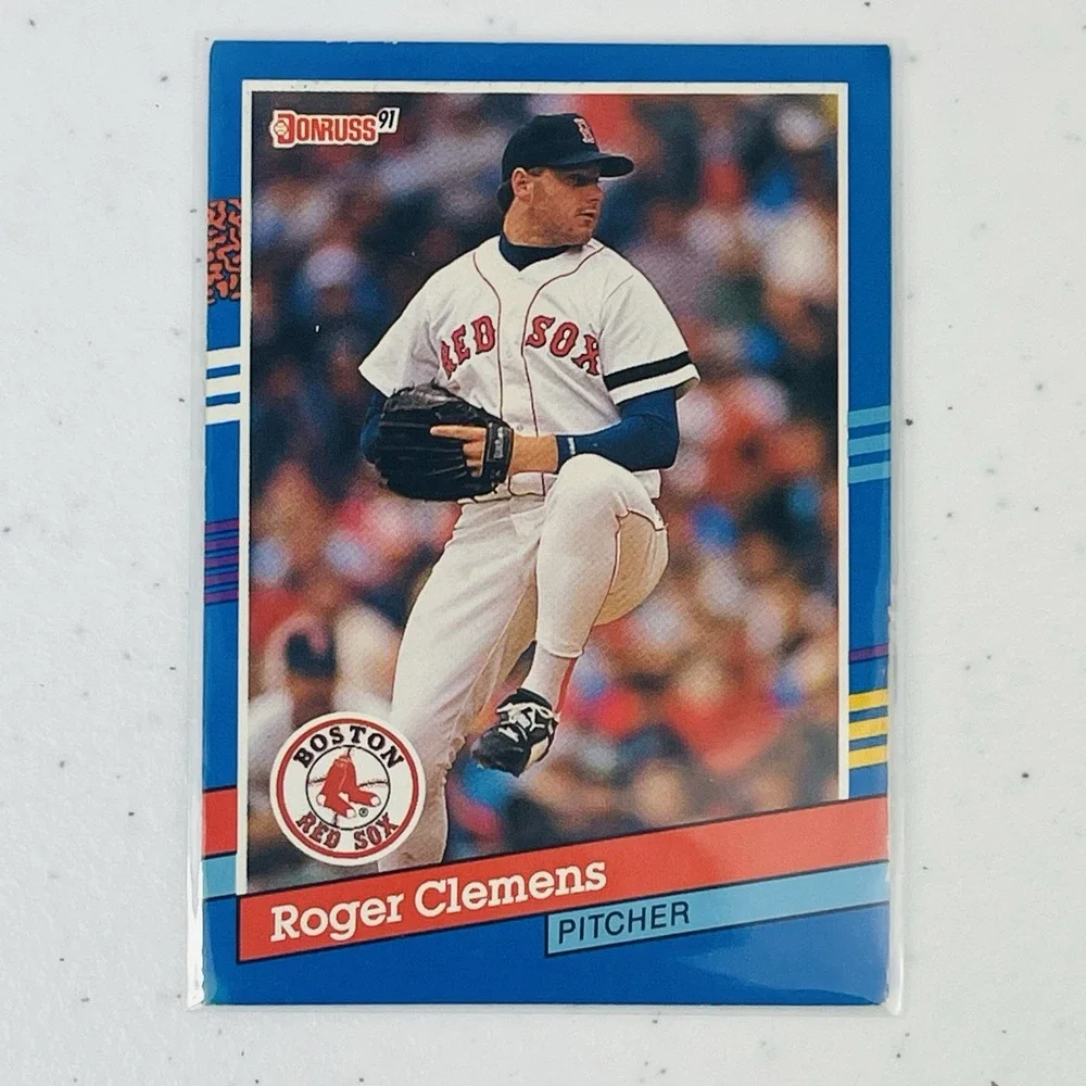 1991 Donruss Roger Clemens 81 Boston Red Sox Baseball  Trading Card Blue Stripes
